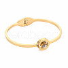 Crystal Rhinestone Flat Round with Roman Numeral Bangle BJEW-N017-011LG-1