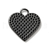 Heart Brass Micro Pave Black Cubic Zirconia Pendants KK-G419-24B-3