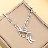 Stainless Steel Paperclip Chain Initial Necklaces with OT Clasps WGD6039-11-1