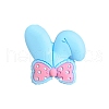 Rabbit Ear with Bowknot Food Grade Eco-Friendly Silicone Focal Beads PW-WG55487-08-1