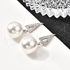 925 Sterling Silver Clear Cubic Zirconia Triangle with Round Dangle Stud Earrings EJEW-L300-02P-2