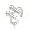 Brass Letter Open Cuff Rings for Women RJEW-G313-01N-P-1