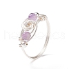 Natural Amethyst Beaded Spiral Finger Ring RJEW-TA00049-04-6