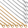 SUNNYCLUE 12Pcs 2 Colors 304 Stainless Steel Round Snake Chain Necklaces Set NJEW-SC0001-12-1