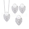 Alloy & Round Imitation Pearl Earrings & Pendant Necklaces & Rings Sets for Women WG40743-01-5