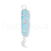 3Pcs 3 Styles Electroplated Natural Quartz Crystal Pointed Copper Wire Wrapped Pendants PALLOY-JF03767-04-3