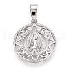 Brass Micro Pave Clear Cubic Zirconia Pendants KK-N268-53P-1