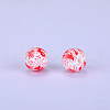 Printed Round with Skull Pattern Silicone Focal Beads SI-JX0056A-220-1