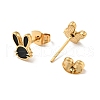 Enamel Rabbit Stud Earrings with 316 Surgical Stainless Steel Pins EJEW-A081-03G-3