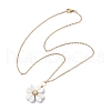 Natural Howlite Clover Pendant Necklaces NJEW-JN05132-01-4
