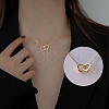 304 Stainless Steel Interlocking Double Heart Pendant Necklaces for Women FS-WG0D883-01-4