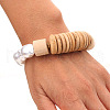 Nuggets Plastic Pearl & Natural Coconut Beaded Stretch Bracelets for Women WGD2EAF-01-5
