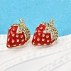 Brass Micro Pave Clear Cubic Zirconia Stud Earrings EJEW-G430-01G-2