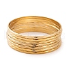 7Pcs PVD Vacuum Plating 304 Stainless Steel Textured Ring Bangles Set for Women BJEW-A011-11C-G-1