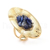 Natural Lapis Lazuli Beads with 304 Stainless Steel Cuff Rings RJEW-Q017-01G-B-3