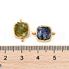 Natural Mixed Gemstone Chip 304 Stainless Steel Square Connector Charms KK-P300-14G-3
