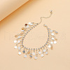 Flat Round Alloy Charms Anklets WG18F6C-07-1
