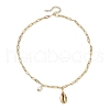 Natural Freshwater Pearl & Electroplated Shell Pendant Necklaces NJEW-JN05105-4