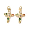 Cross Brass Micro Pave Colorful Cubic Zirconia Pendants KK-G406-33G-1