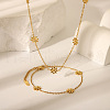 Elegant Stainless Steel Daisy Link Chain Necklaces and Bracelets Sets for Women EE7355-1-1
