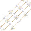 Glass Butterfly & ABS Plastic Pearl Beaded Chains CHS-N003-02-07-3