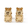 Brass Bear Hoop Earrings for Women EJEW-L234-082G-1