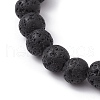 Natural Lava Rock & Black Agate Round Beaded Stretch Bracelet BJEW-JB10010-5
