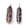 Natural & Synthetic Mixed Gemstone Copper Wire Wrapped Pointed Pendants G-F733-05-4
