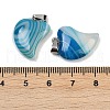 Dyed Natural Banded Agate Heart Pendant Necklaces NJEW-G166-01C-4