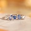 Rectangle Horse Eye Triangle Brass Micro Pave Clear & Blue Cubic Zirconia Finger Rings for Women FS-WG723F9-02-2