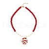 Leaf Alloy Enamel Pendant Necklaces for Women NJEW-JN05349-01-4