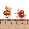 Mushroom with Bowknot Brass Enamel Dangle Stud Earrings EJEW-F895-25B-G-5