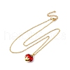 Brass FireBrick Enamel Pendant Necklaces for Women NJEW-K381-08B-G-4
