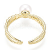 Mother's Day Jewellery Natural Pearl Double Lines Brass Open Cuff Finger Rings PEAR-N022-C08-3