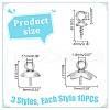 30Pcs 3 Styles 201 & 304 Stainless Steel Cup Peg Bails Charms STAS-LP0001-27-2
