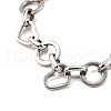 304 Stainless Steel Heart & Flat Round Link Bracelets for Men & Women BJEW-D042-24P-2