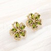 Flower Brass Micro Pave Cubic Zirconia Stud Earrings EJEW-F373-03G-3