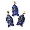 Natural Lapis Lazuli & Synthetic Turquoise Carved Pendants G-Z084-01G-09-1