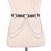 Heart Alloy Curb Chain with Imitation Leather Tassel Waist Chains FS-WGCEF59-01-1