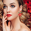 FIBLOOM 2 Pairs 2 Colors 3D Flower of Life Enamel Dangle Stud Earrings EJEW-FI0001-26-6