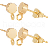 Beebeecraft 20Pcs Flat Round Brass Stud Earring Findings KK-BBC0013-96B-1