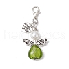 Angel Silver Foil Glass & ABS Plastic Imitation Pearl Pendant Decorations HJEW-JM02764-4