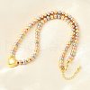 Three-color Brass Heart & Round Beaded Necklaces for Women NJEW-D314-10PG-3