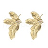 Brass Micro Pave Clear Cubic Zirconia Stud Earring Findings KK-Z106-02G-04-1