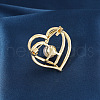 Heart Alloy Rhinestone Brooches for Women PW-WGCAEA0-01-3