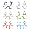 FIBLOOM 6 Pairs 6 Colors Alloy Hollow Star Dangle Stud Earrings with Rhinestone for Women EJEW-FI0001-87-1