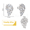 HOBBIESAY 2Pcs Crystal Rhinestone Wing Brooch Pin FIND-HY0002-28-2