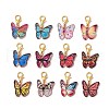 12Pcs 12 Colors Butterfly Alloy Enamel Pendant Decorations HJEW-JM02852-2