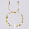 Brass Round Bead Braided Bead Bracelets VB3830-21-1