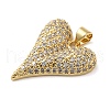 Brass Micro Pave Clear Cubic Zirconia Pendants KK-B094-05G-2